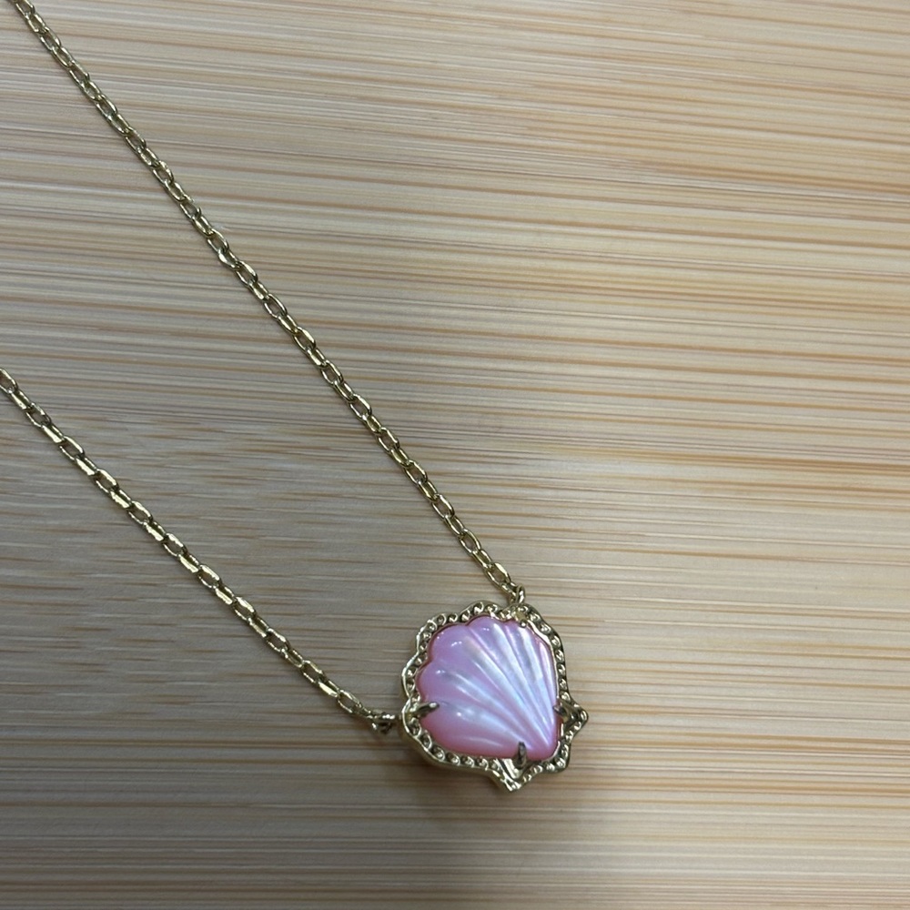 Kendra Scott Gold Necklace with Pink Shell Pendant